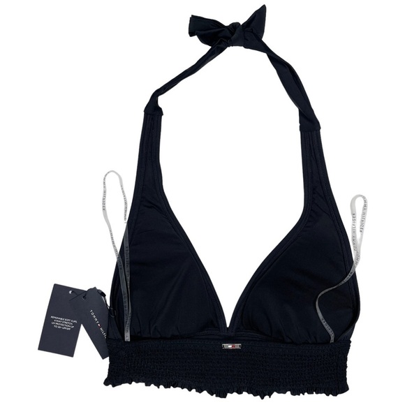 Tommy Hilfiger Black Smocked Halter Bikini Womens Swim Top Size Small - Picture 11 of 11